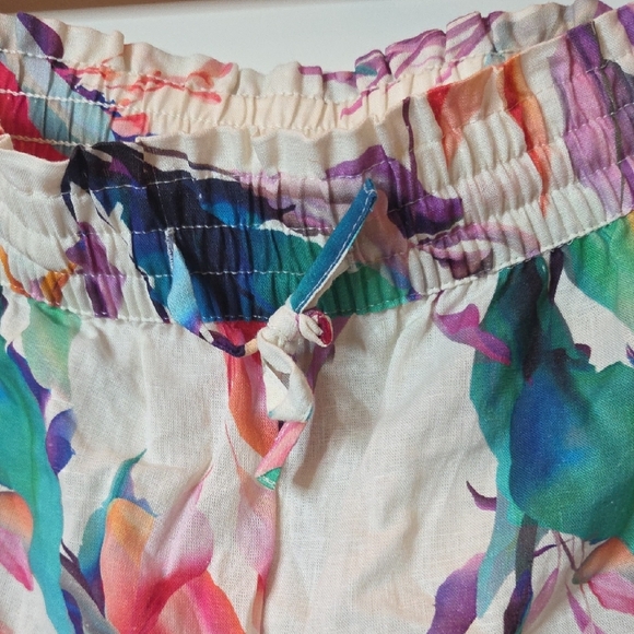 FINAL CLEARANCE Calia Floral Linen Resort Wear Wide Leg Pants In XL - Picture 4 of 12